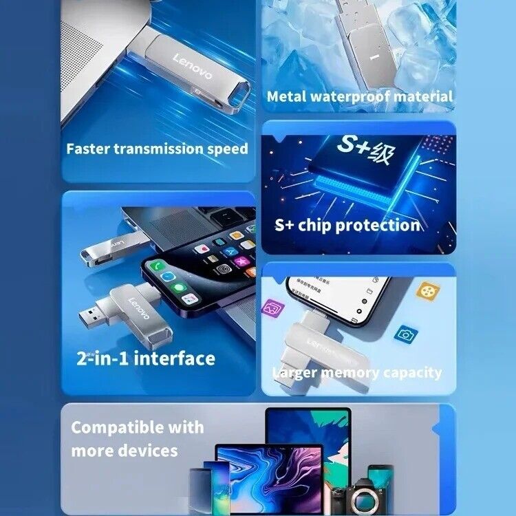 Lenovo 2-in-1 USB Flash Drive with USB 3.0 & USB-C Connectivity
