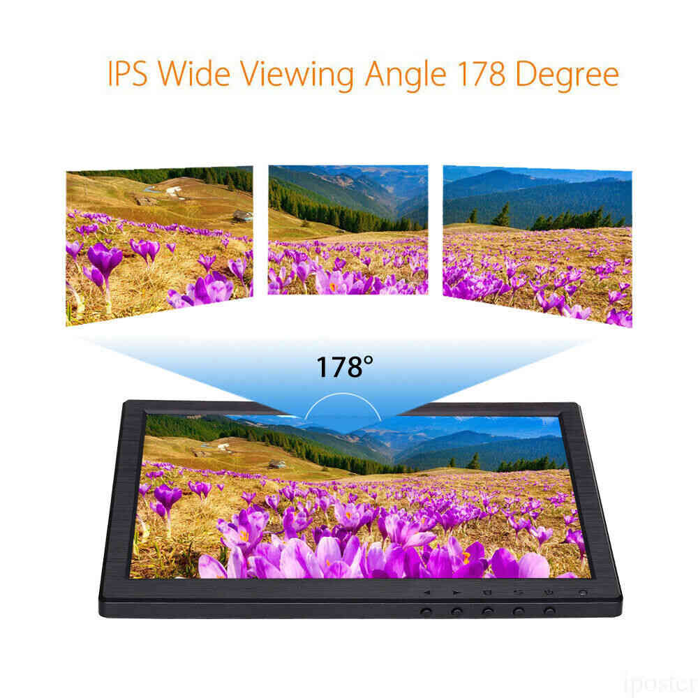 10 Inch Portable LCD Monitor with AV, VGA, and HDMI Inputs for PC and DSLR