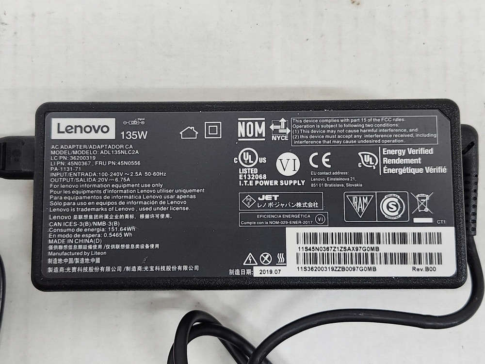 Lenovo 135W 20V 6.75A Laptop Charger Adapter