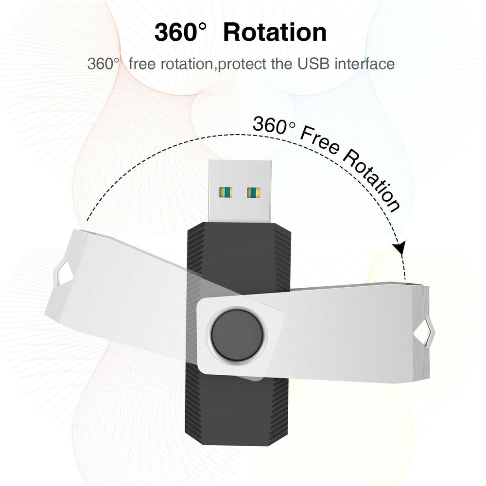 32GB/64GB USB 2.0 Flash Drive Memory Stick Rotating Thumb Pen Drive Data Storage