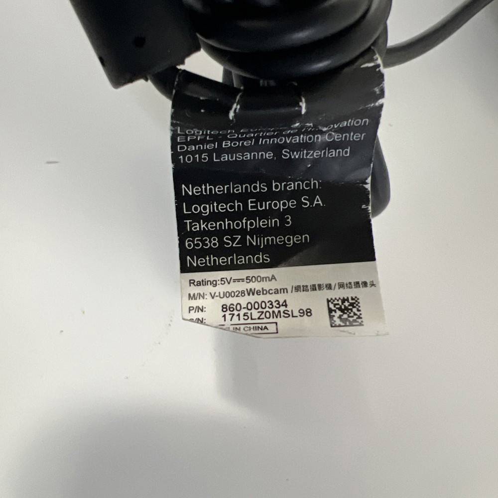 Logitech HD 1080p Webcam M/N V-U0028