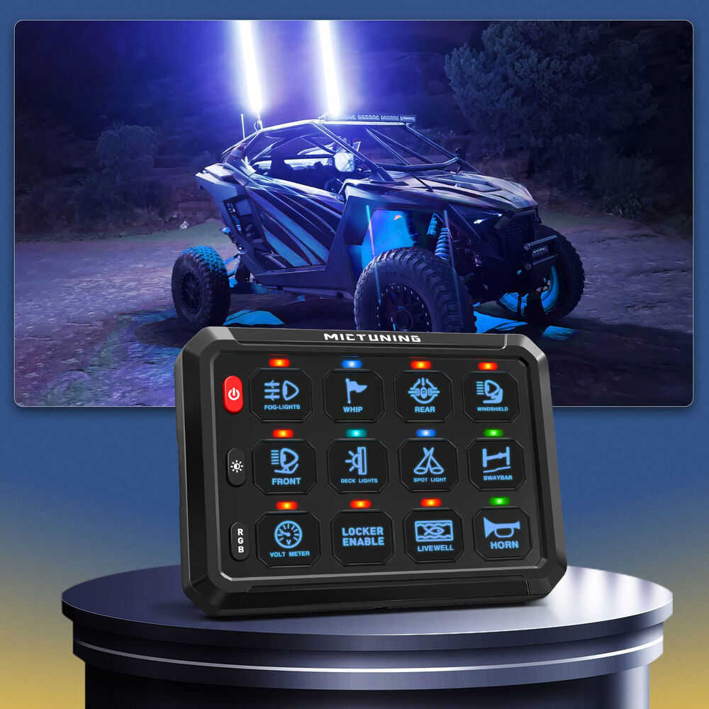 MICTUNING P1B RGB 12 Gang Switch Panel with Momentary Strobe Flash