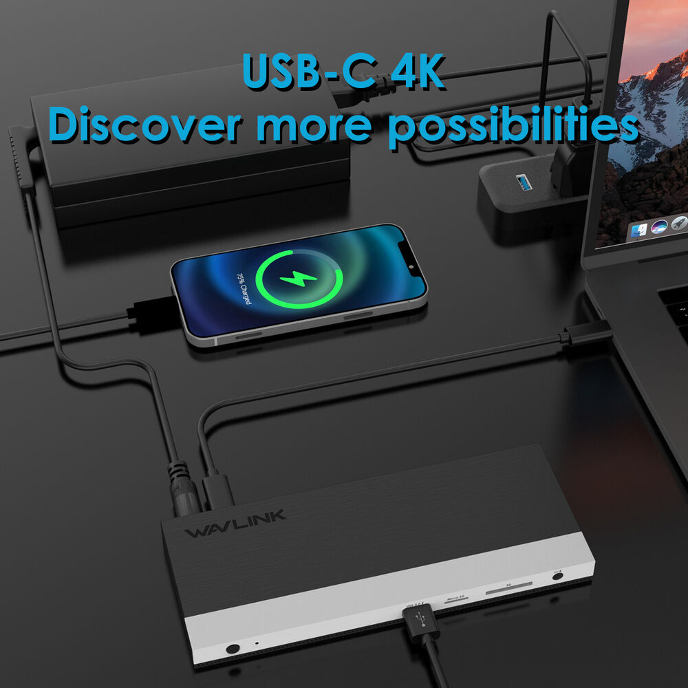 WAVLINK 13-in-1 USB C Hub Docking Station with Dual HDMI and Triple Display Support, 100W Charging