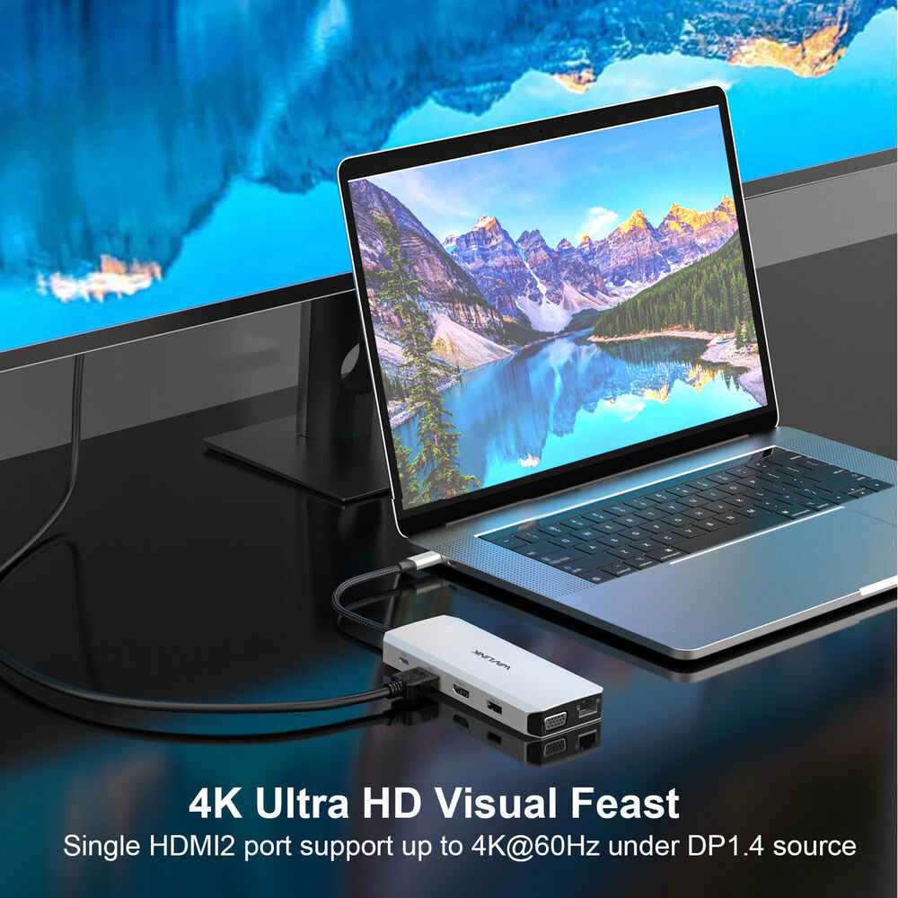 USB C Hub Triple Display Laptop Docking Station with Dual 4K HDMI and VGA Adapter