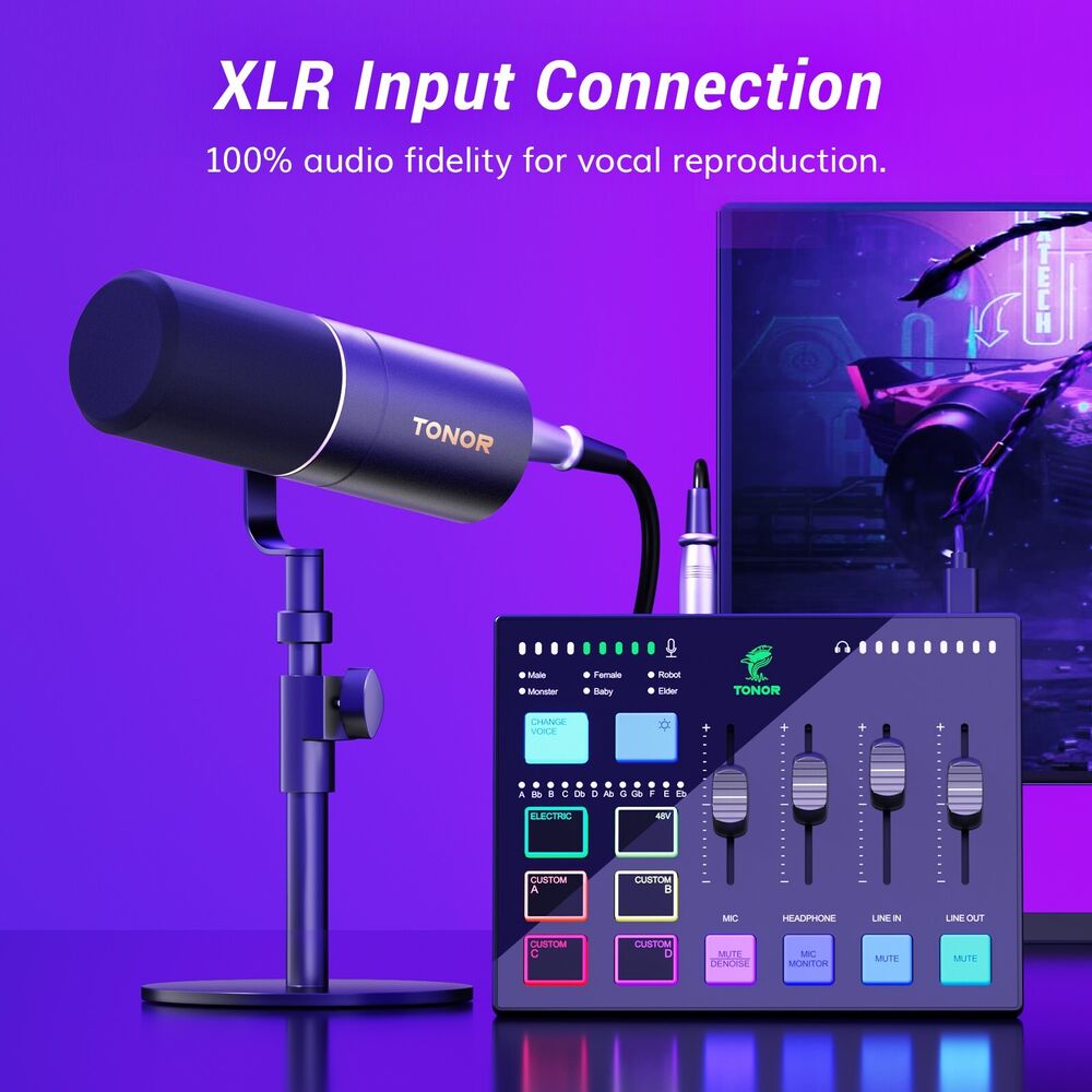 TONOR Podcast Equipment Bundle with Gaming Audio Interface and XLR Dynamic Microphone