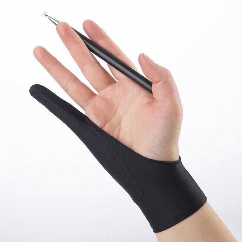 Two Finger Anti-fouling Glove for Drawing & Pen Graphic Tablet Pad - Black