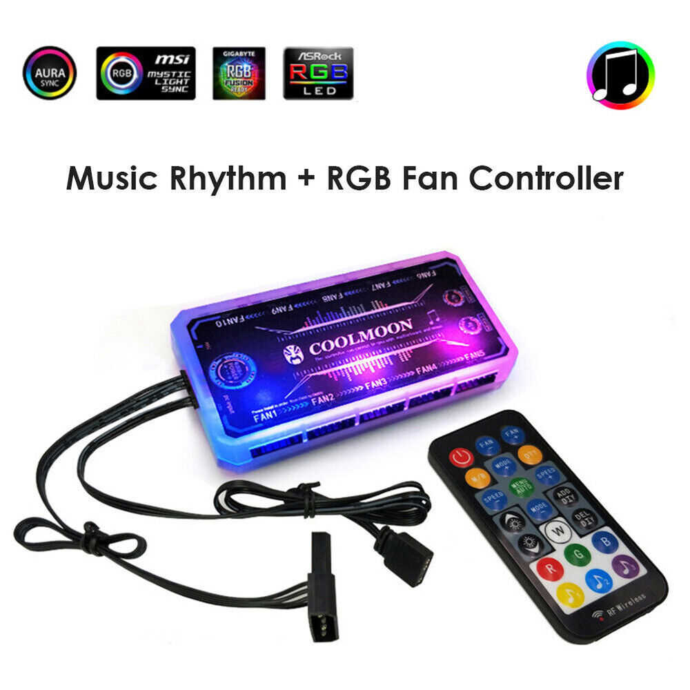 DIY Music Rhythm PC Computer Cooling Fan RGB ARGB Controller Remote Control Kit