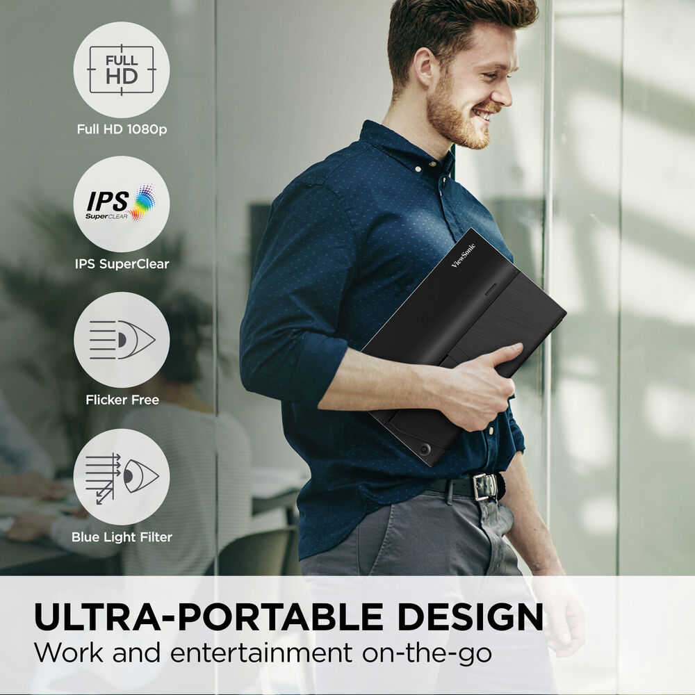 ViewSonic VA1655 15.6" Portable 1080p IPS Monitor with USB-C and Mini-HDMI