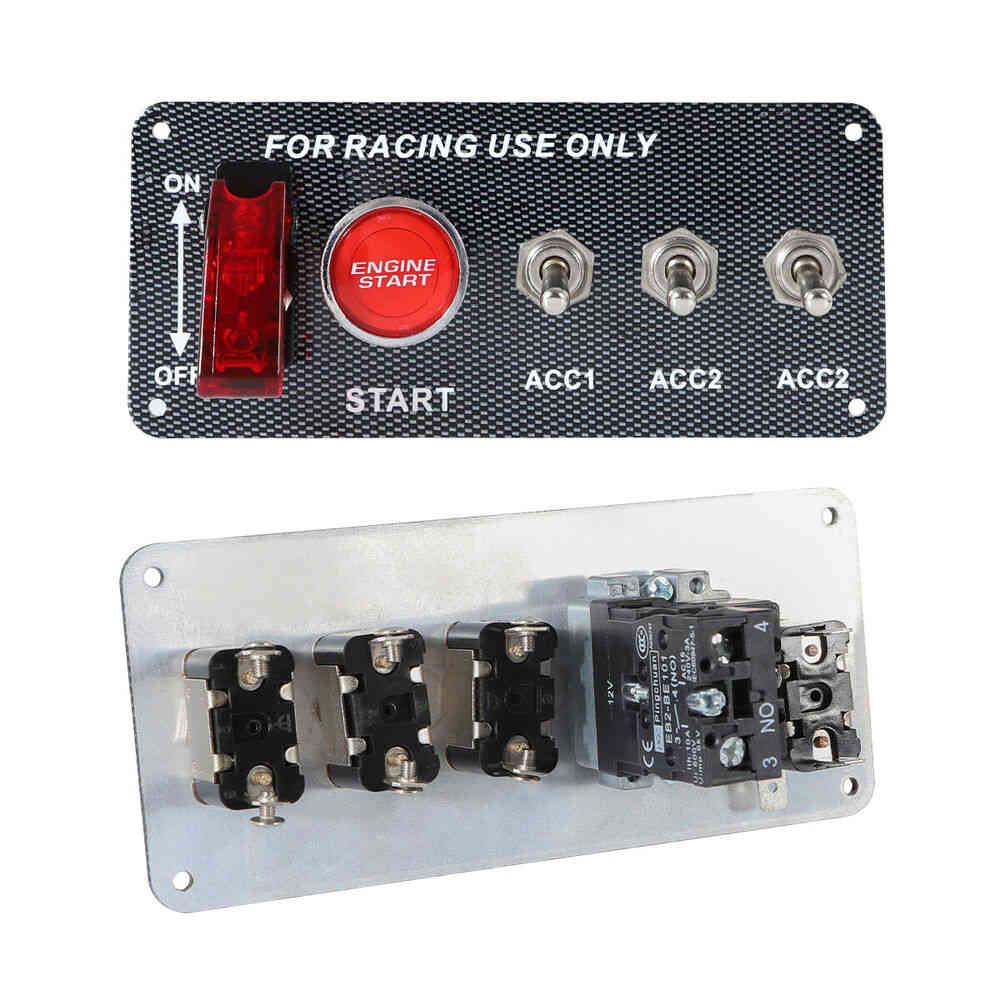 Racing Car Carbon Ignition Button Switch Panel Engine Start LED 12V