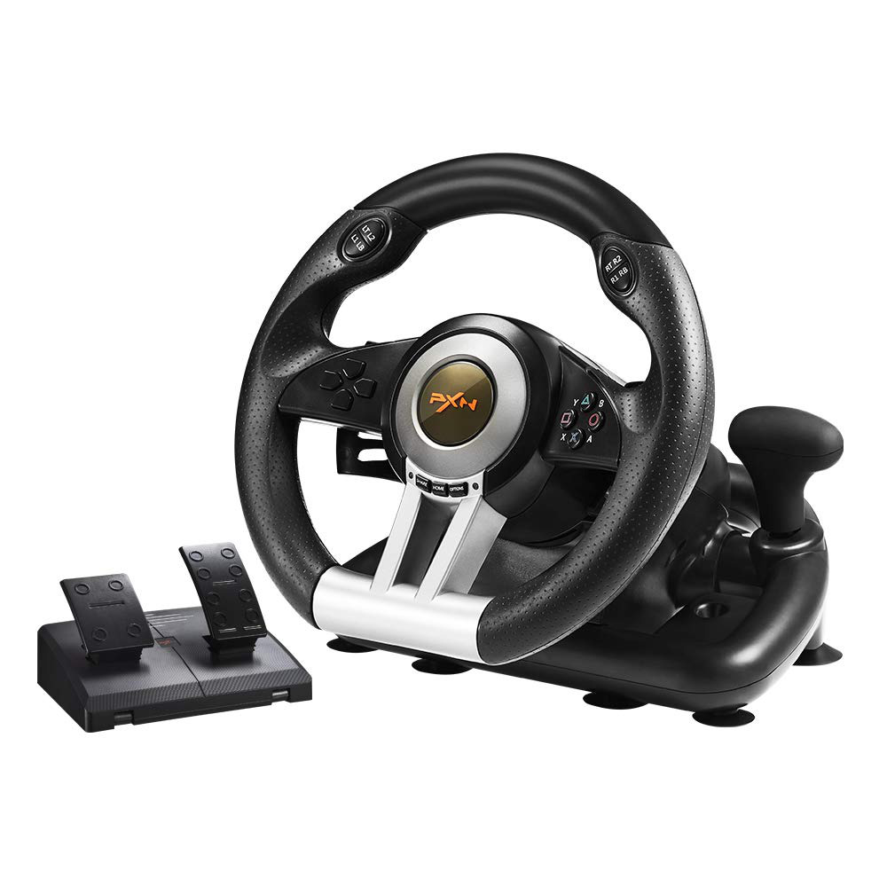 REAL DRIVING Steering Wheel and Pedal Set for Xbox One, PS3, PS4, and Nintendo Switch Racing