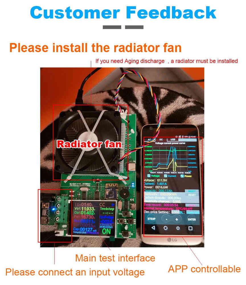 DIY 1000W 4 Wire DC Electronic Load Lithium Battery Tester Capacity Monitor