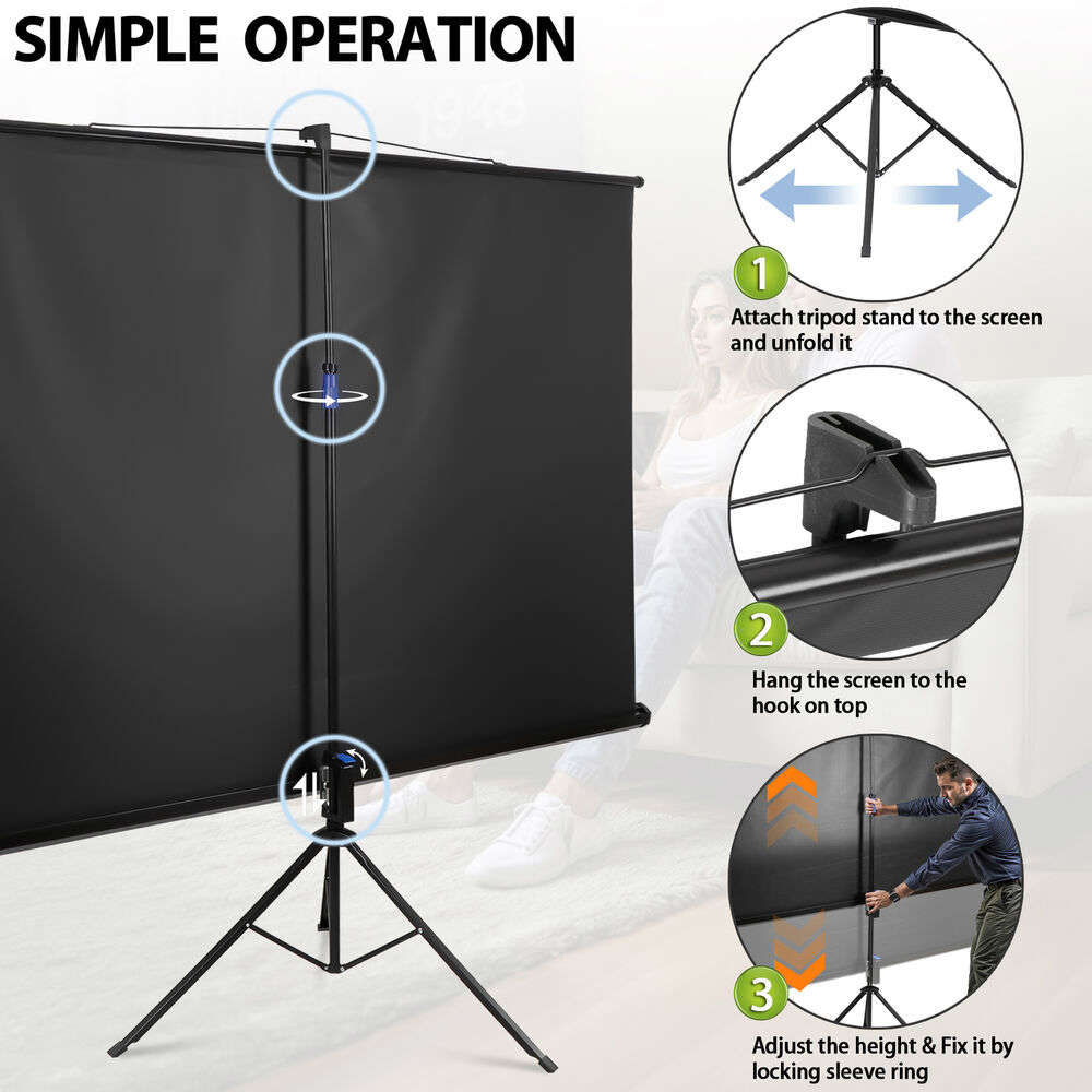 16:9 HD 4K 84 Inch Movie Projection Screen with Stand for Home Theater