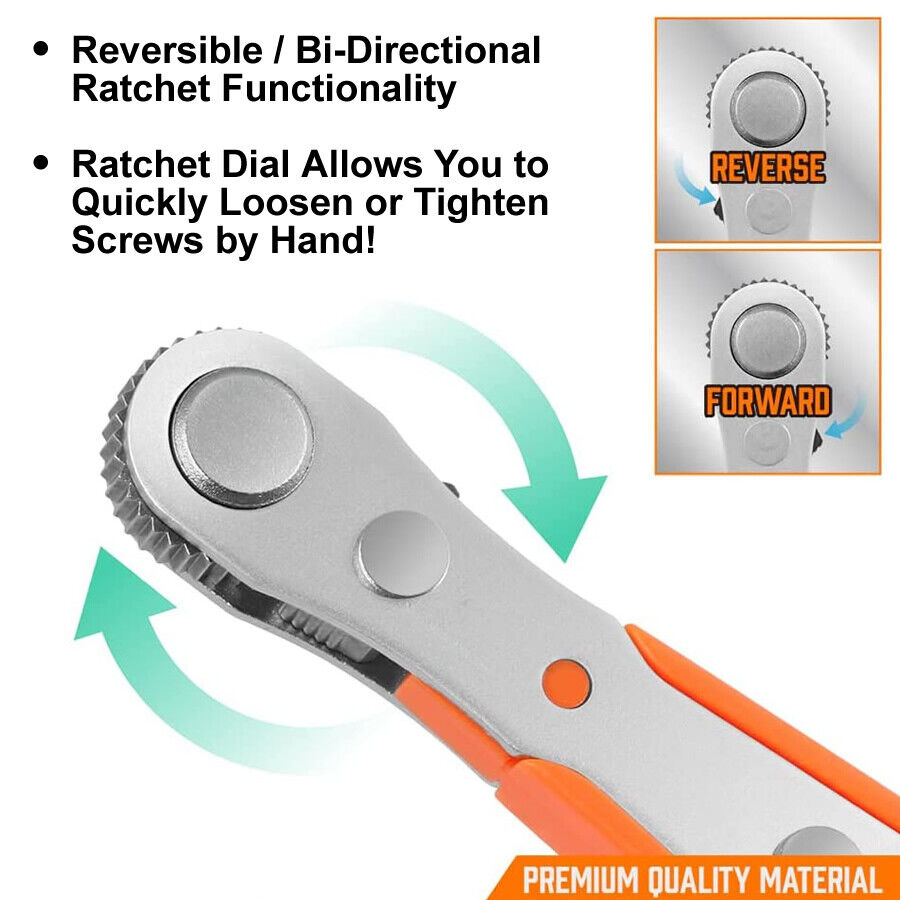Ratcheting Right Angle Screwdriver Set with 10pc Bits
