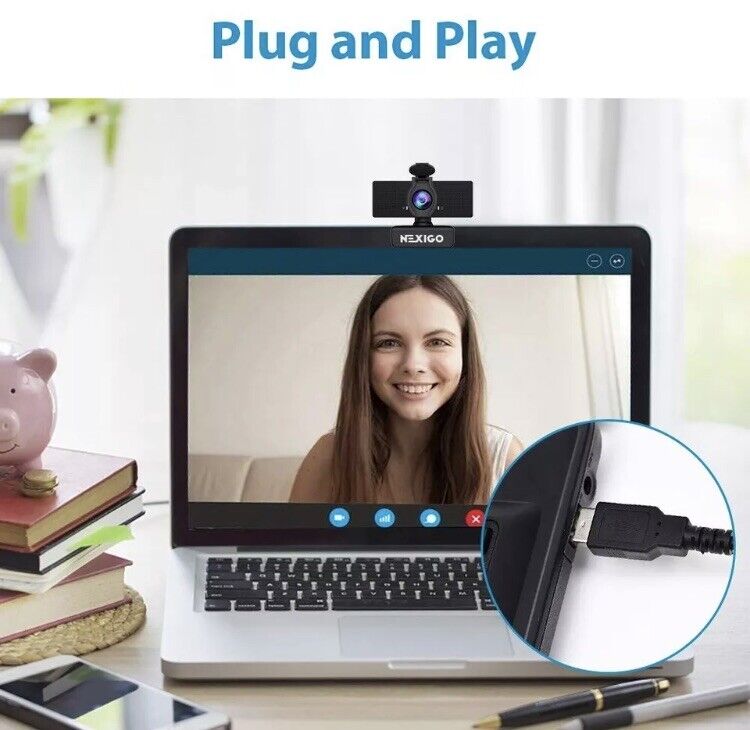NexiGo N60 1080P Webcam with Microphone, Adjustable FOV, Zoom, and Software Control