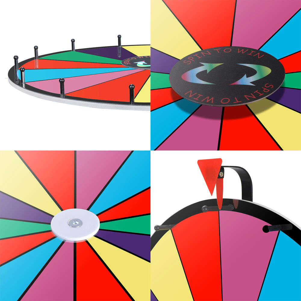 14 Slots Color Prize Wheel Spinner with Adjustable Stand for Fun Spinning Games