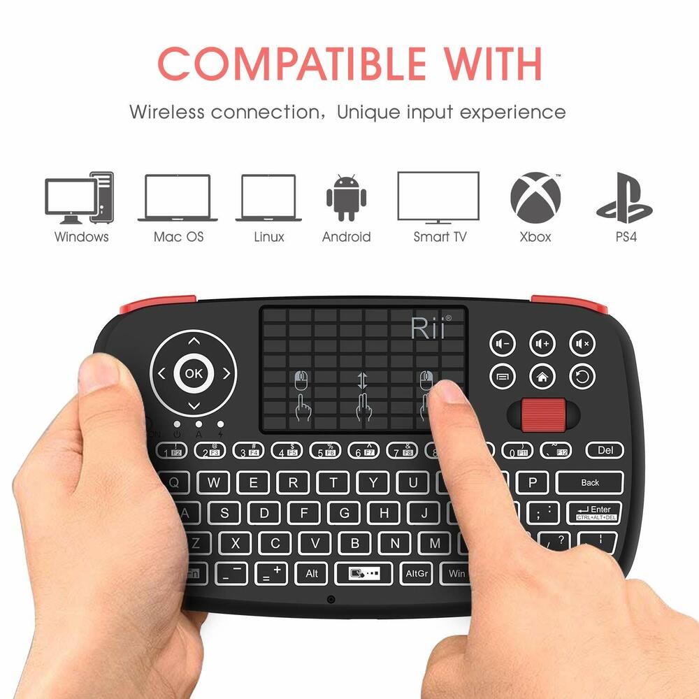 Rii i4 Bluetooth & 2.4GHz Blacklit Portable Mini Keyboard
