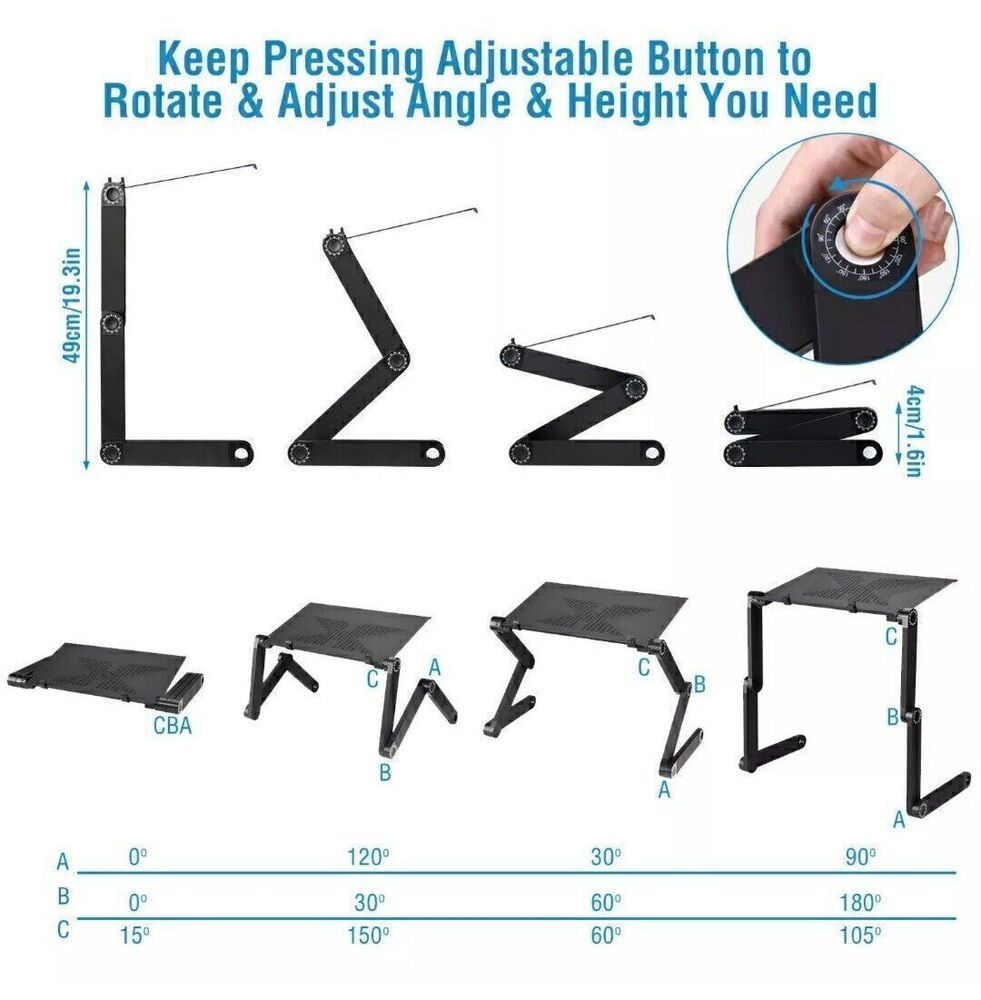 360° Adjustable Laptop Table Stand for Sofa, Bed, and Lap Use