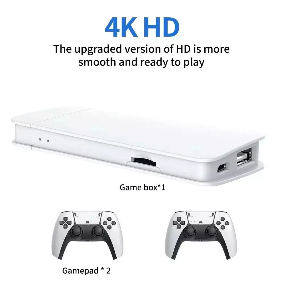 4K 64G HDMI TV Video Game Stick M15 Gaming Console with Gamepad and 2 Wireless Controllers