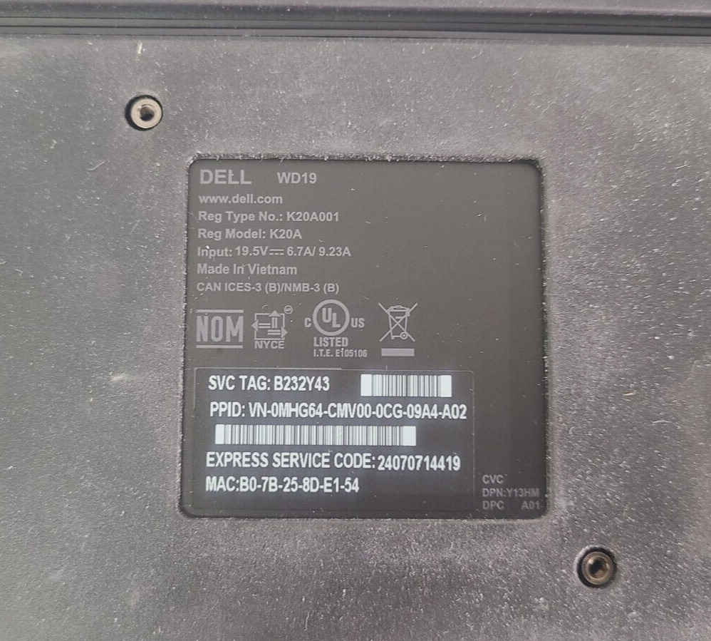 Lot of 3 Dell WD19 K20A USB-C 130W Docking Stations (No AC Adapters)