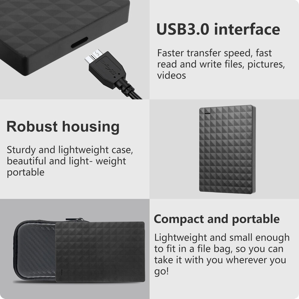 Portable USB 3.0 External Hard Drive with Large-capacity Storage