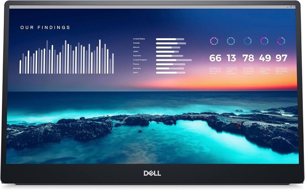 Dell 14" Portable LCD Monitor with USB-C, 1080p FHD IPS Display and Protective Case - Brand New