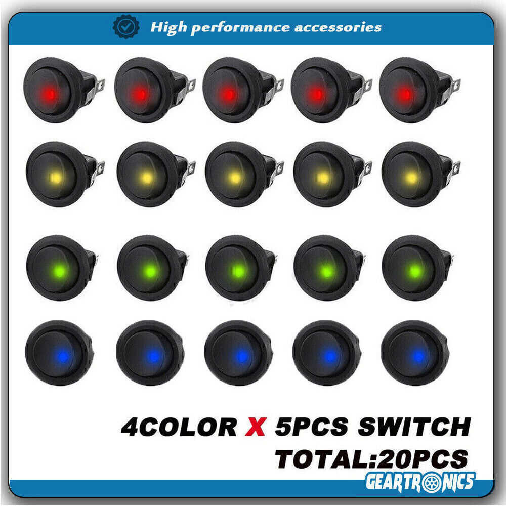 20PCS 12V LED Light Car Auto Boat Rocker Switch
