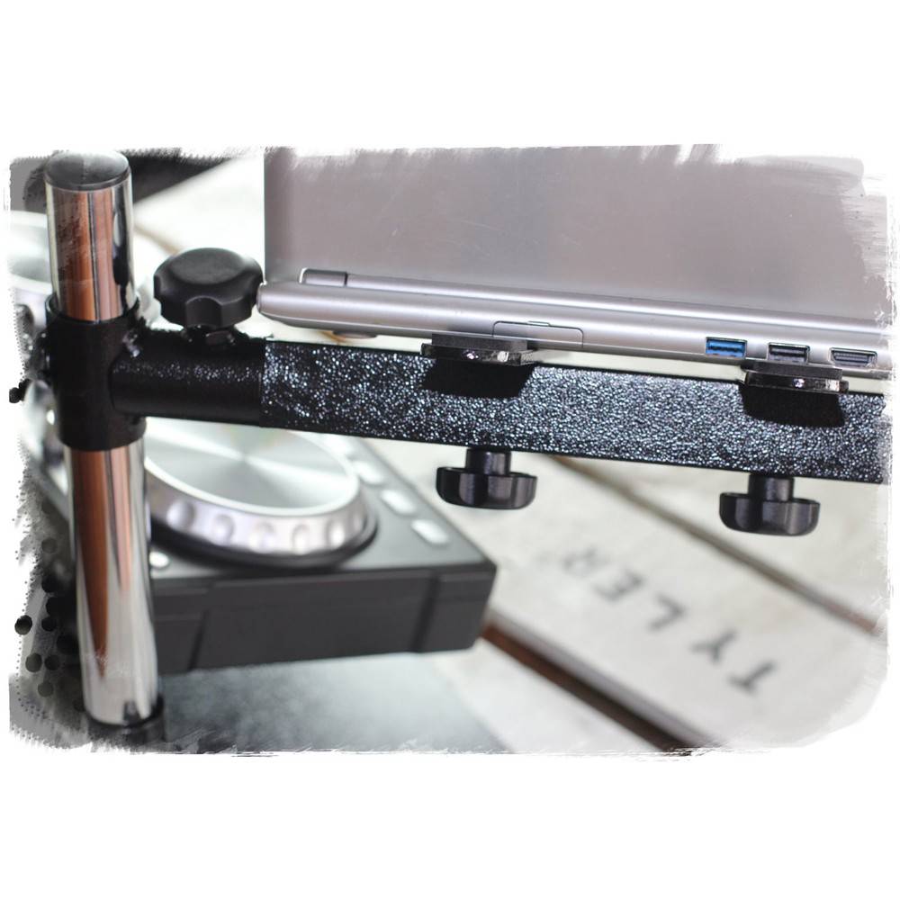 DJ Double Computer Laptop Stand - Dual Mount Holder for Studio Mixer Controller Gear