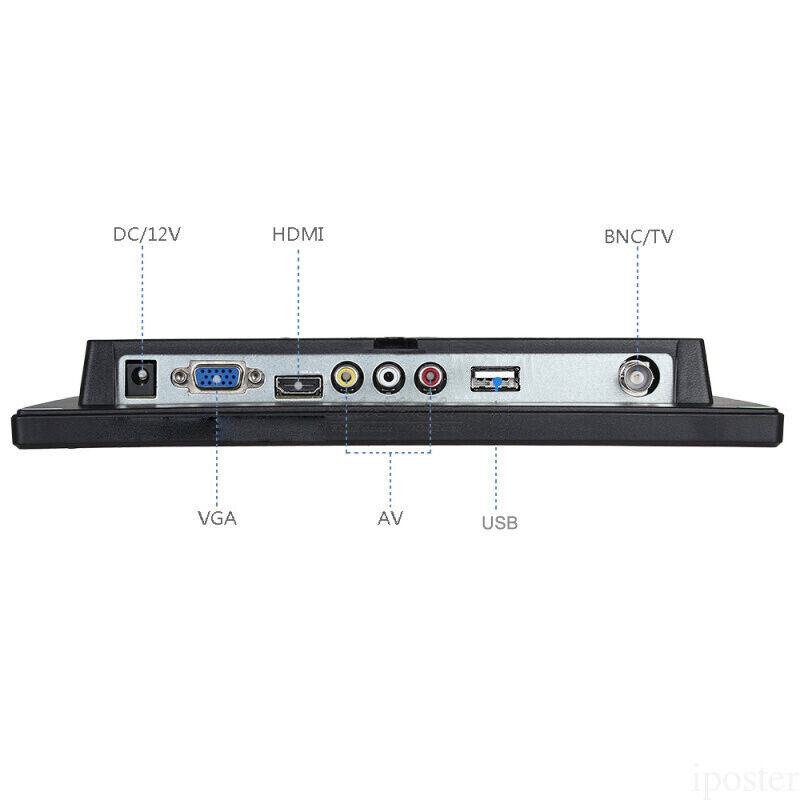 10 Inch Portable LCD Monitor with AV, VGA, and HDMI Inputs for PC and DSLR