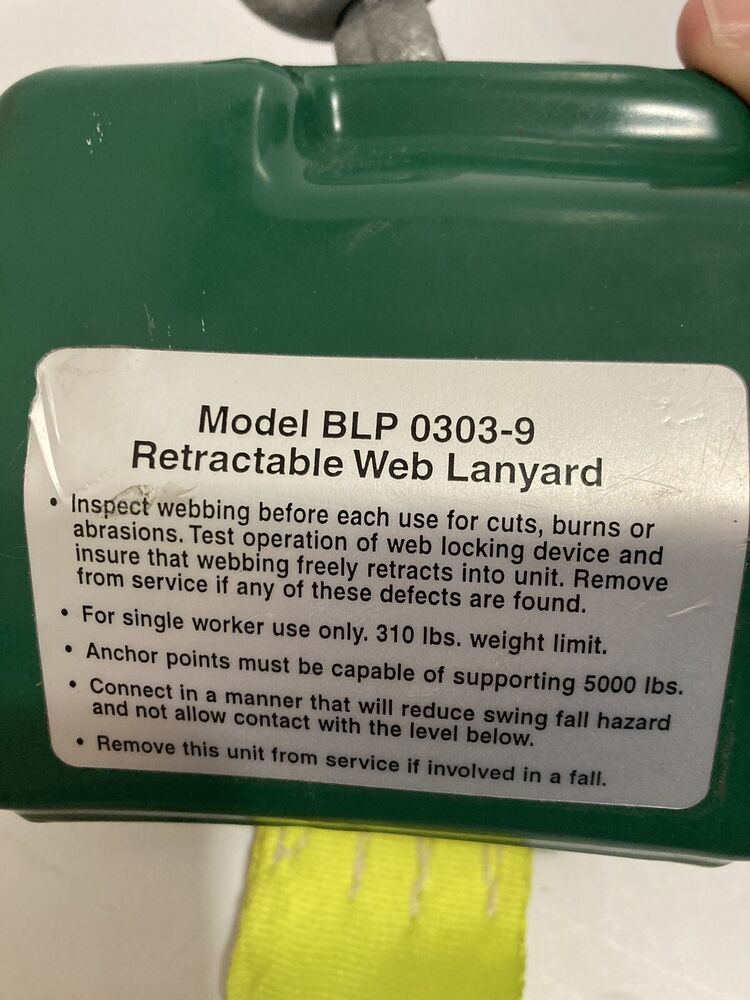 Bairstow Lifting BLP 0303-9 Retractable Web Lanyard