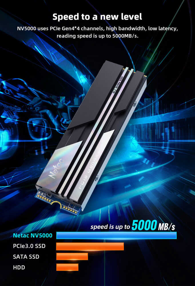 Netac 500GB M.2 PCIe4.0 Gen 4x4 NVMe SSD for PC and PS5