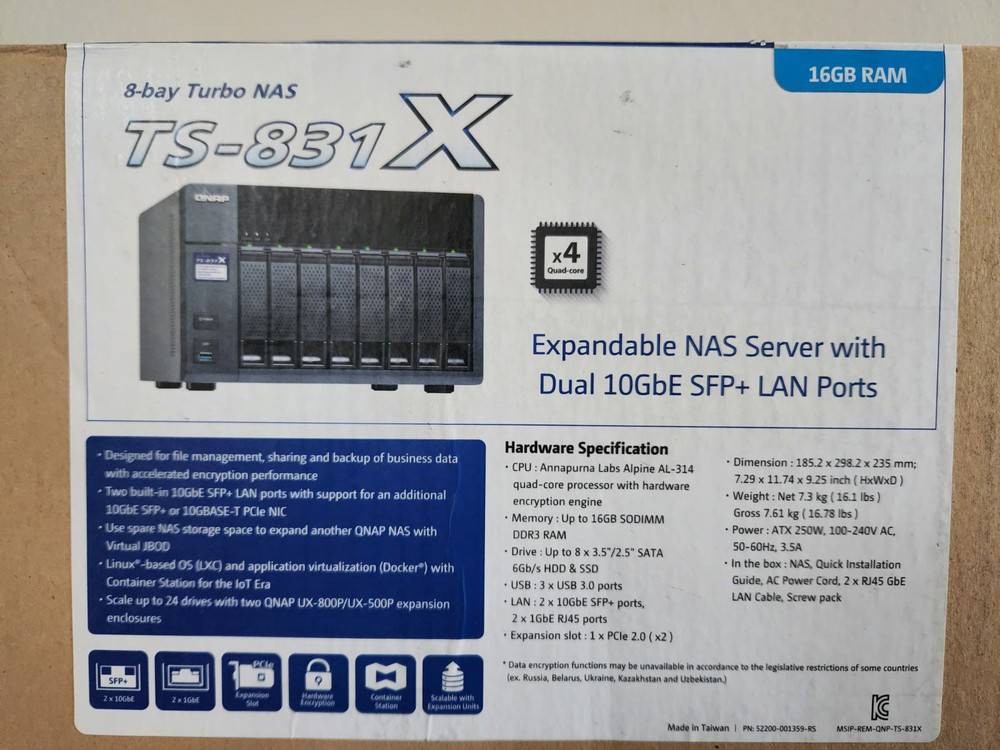 QNAP TS-831X-16G-US 8 Bay NAS Server with 16GB RAM