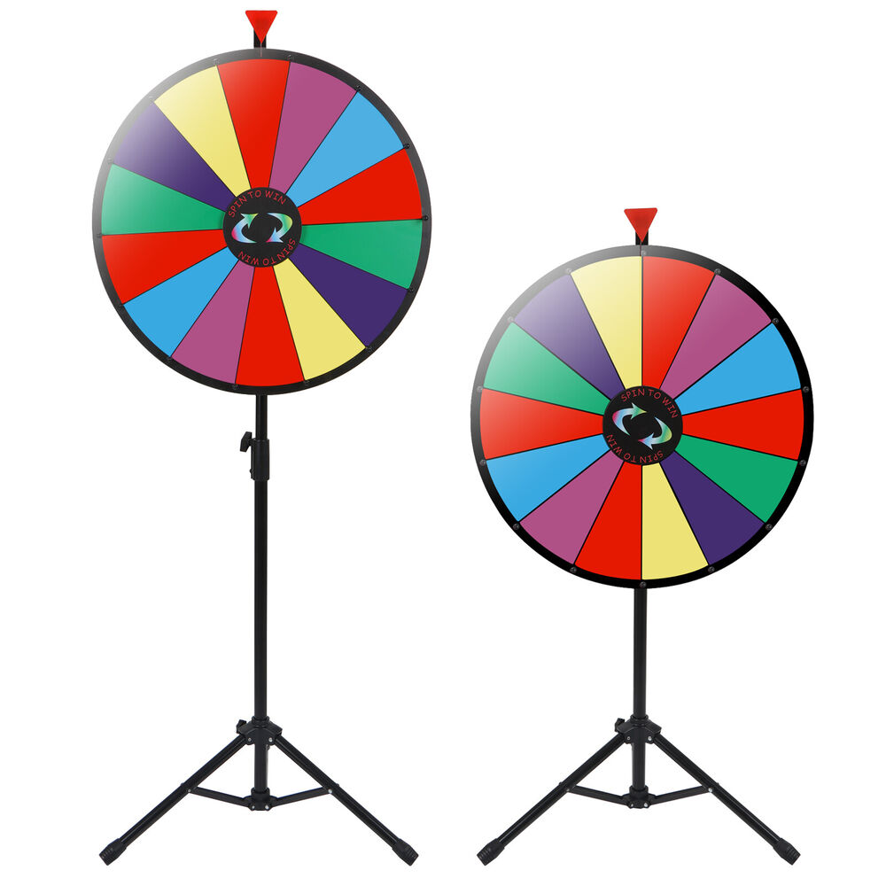 14 Slots Color Prize Wheel Spinner with Adjustable Stand for Fun Spinning Games