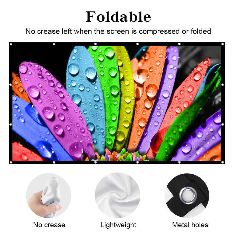 VANKYO Foldable Projector Screen 16:9 HD for Outdoor Home Cinema and 3D Movies
