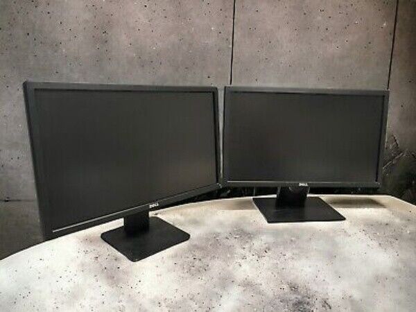 Dual Dell HP LCD Widescreen Monitor FHD 1080p with Stand and Cable for 19-23 Inch Screens