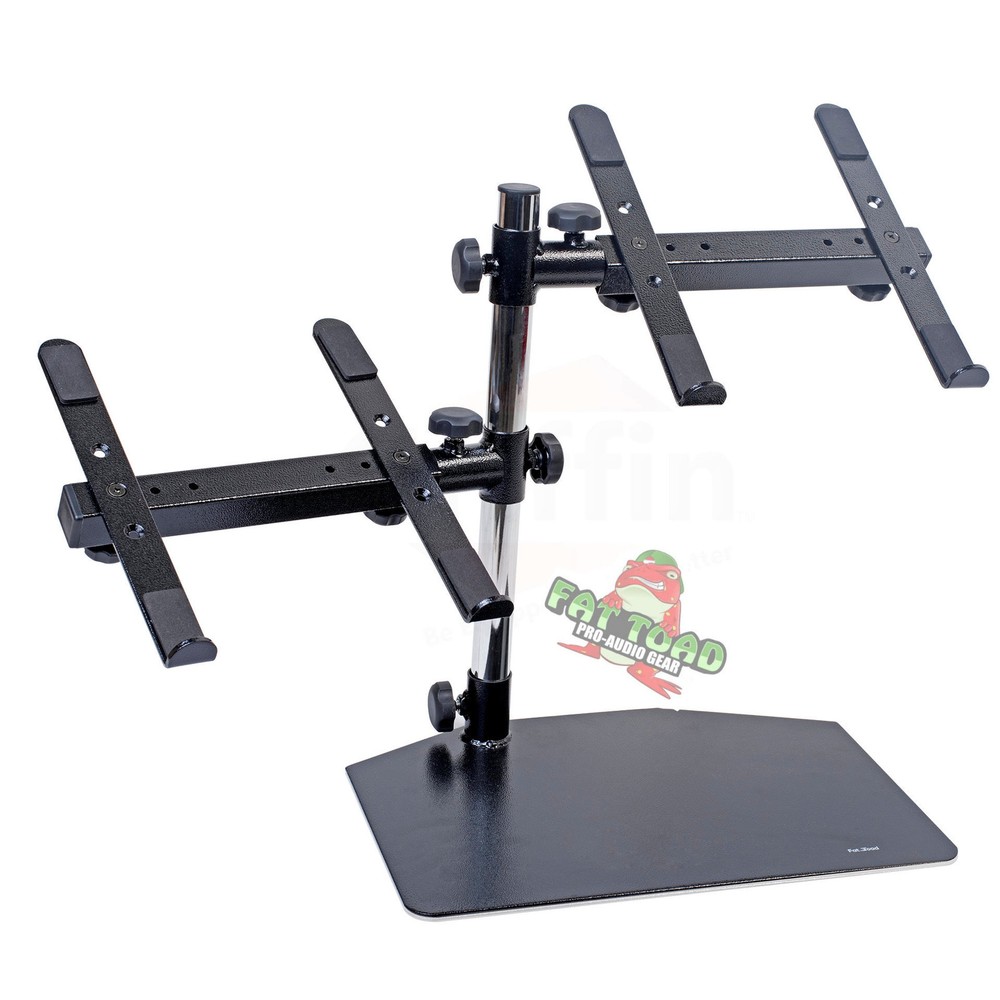 DJ Double Computer Laptop Stand - Dual Mount Holder for Studio Mixer Controller Gear