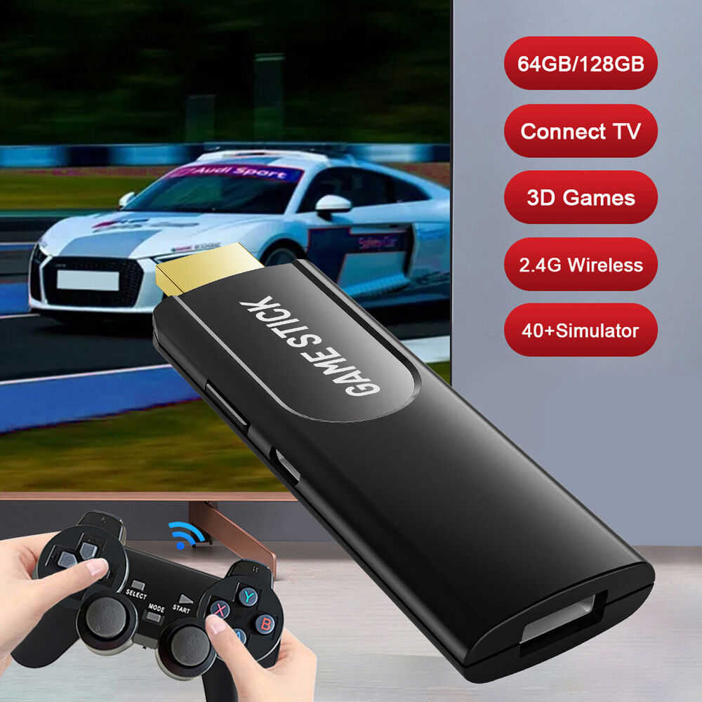 4K HDMI TV Game Stick Console with 64GB Storage and Wireless Gamepad