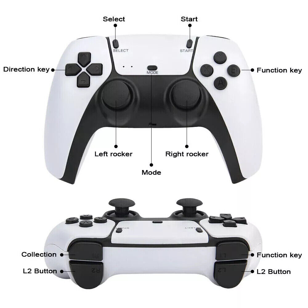4K 64G HDMI TV Video Game Stick M15 Gaming Console with Gamepad and 2 Wireless Controllers