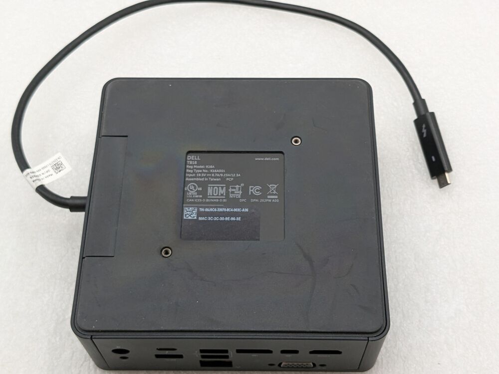 Dell TB16 K16A Thunderbolt Docking Station USB-C with 130W Adapter - Free Shipping & Handling