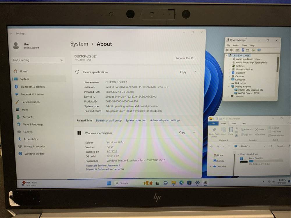 HP ZBook 15 G6 Laptop - Intel Core i7 9th Gen, 28GB RAM, 512GB SSD, Windows 11 Pro