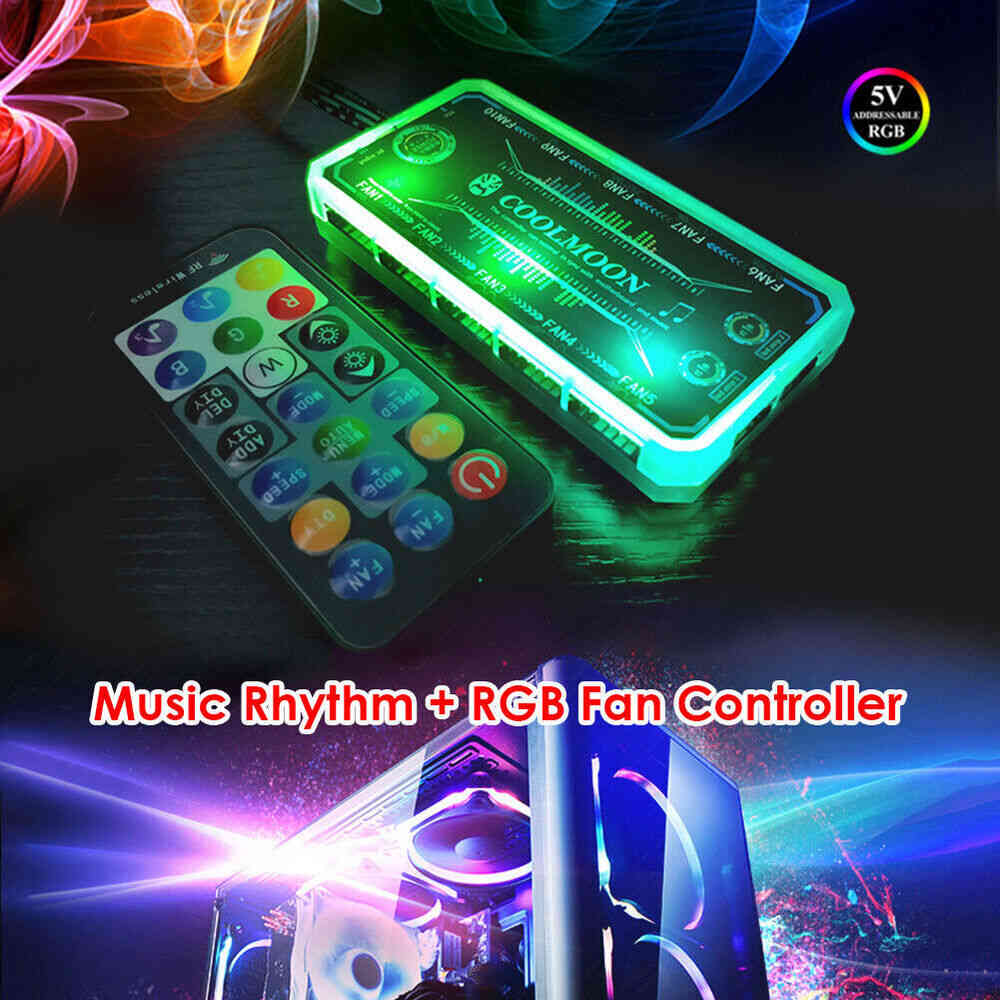 DIY Music Rhythm PC Computer Cooling Fan RGB ARGB Controller Remote Control Kit