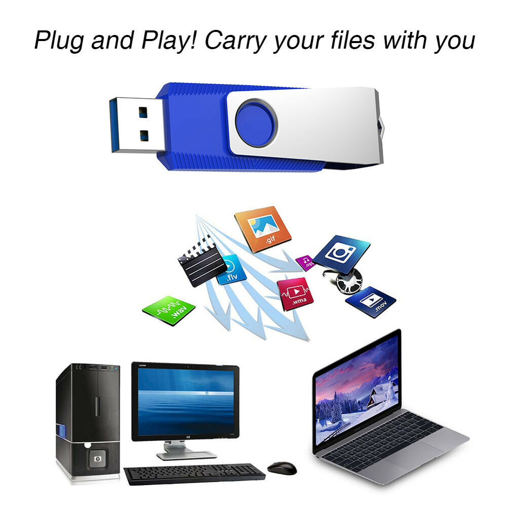 1/5/10pcs USB 2.0 64GB Metal Swivel Style External Drive for Data Memory Storage