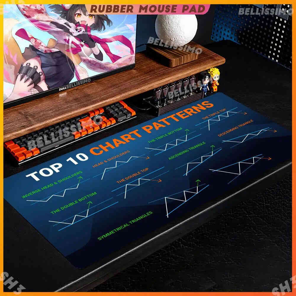 Trading Stocks Chart Pattern Mouse Pad with Edgelock Rubber for PC Accessories