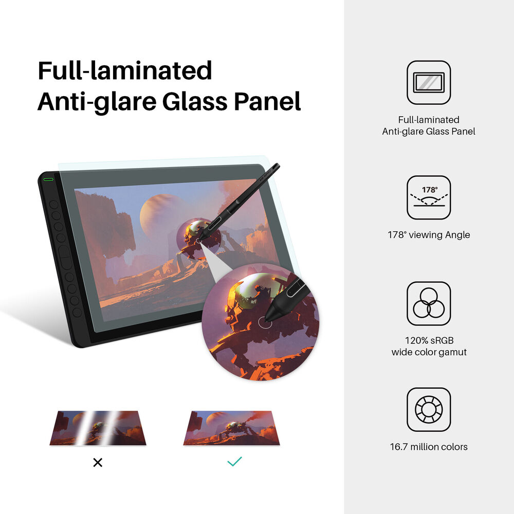 HUION Kamvas 16 2021 Black 15.6 Graphics Drawing Monitor - Refurbished