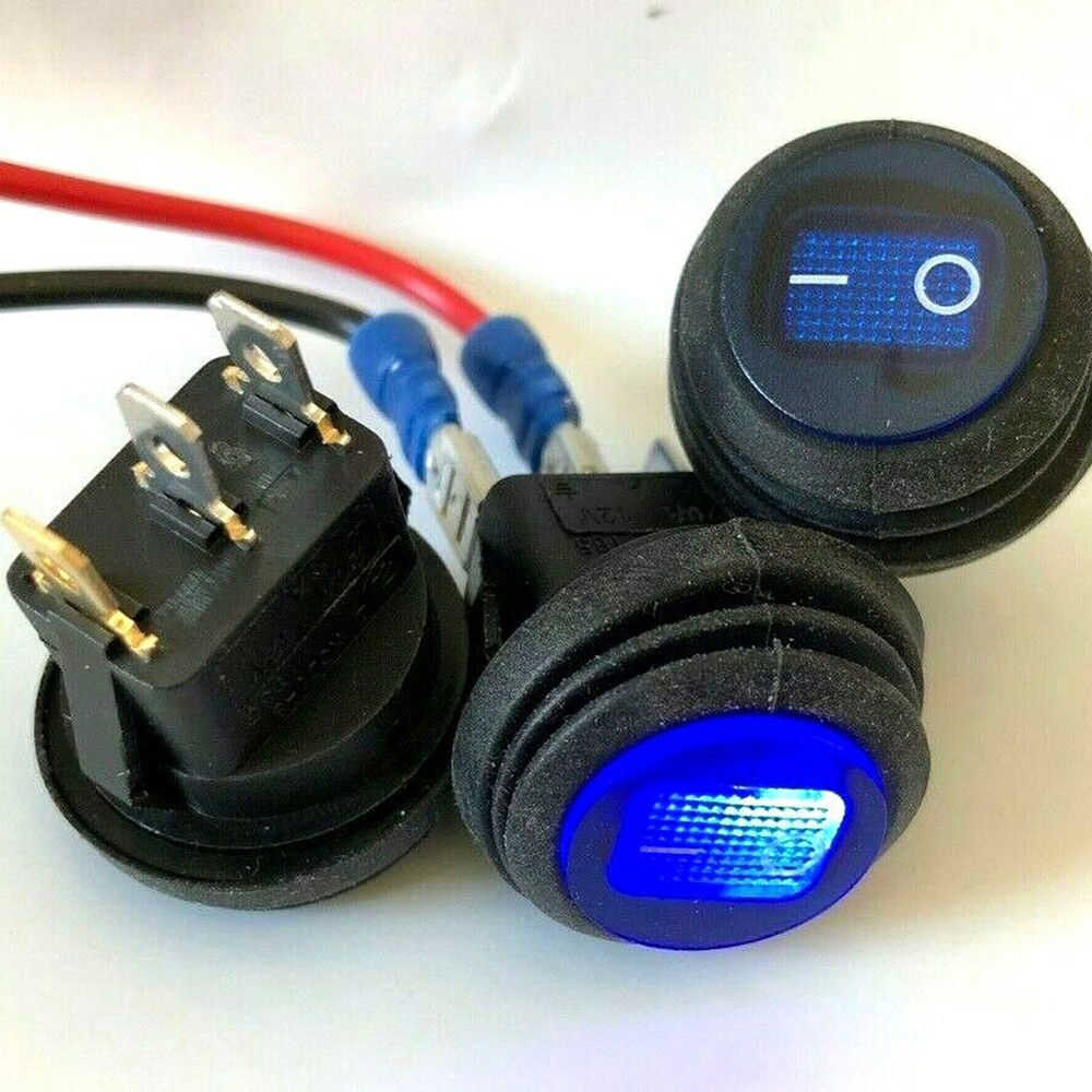 3 pcs Blue LED 12V 20A Waterproof Car Boat Rocker Toggle Switch
