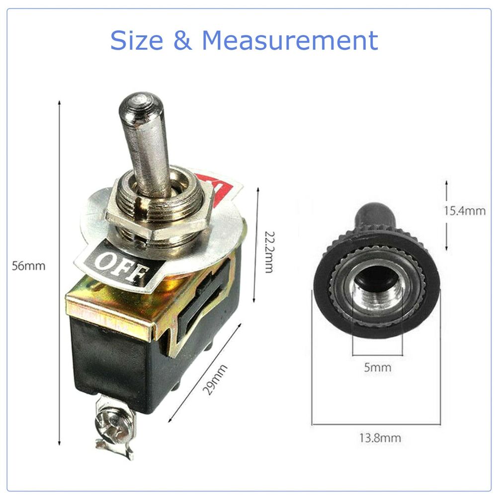 5X 12V SPST Solid Metal Toggle Switch for Marine/Automotive Applications