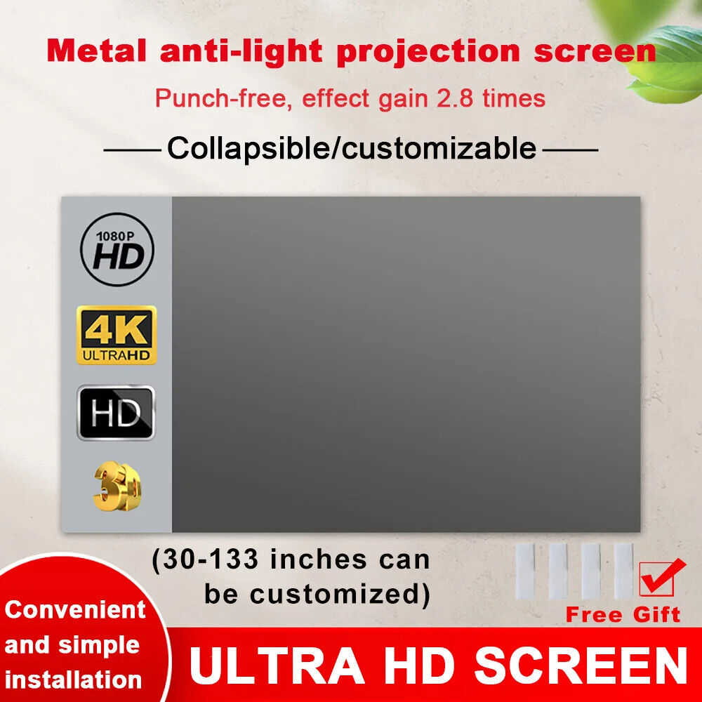High Brightness 16:9 3D HD 4K Metal Projector Screen