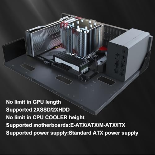 DIY Gaming Computer Case, E-ATX Open Chassis Case Rack for E-ATX/ATX/M-ATX/ITX
