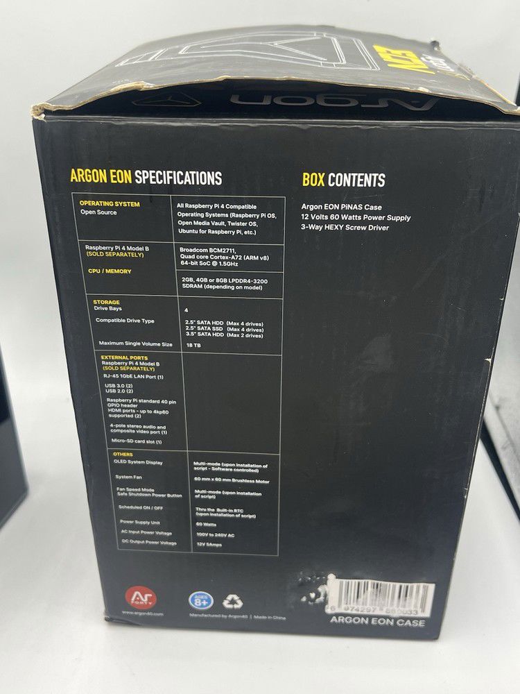 Argon EON Pi NAS Case for Raspberry Pi 4 with Euro Plug