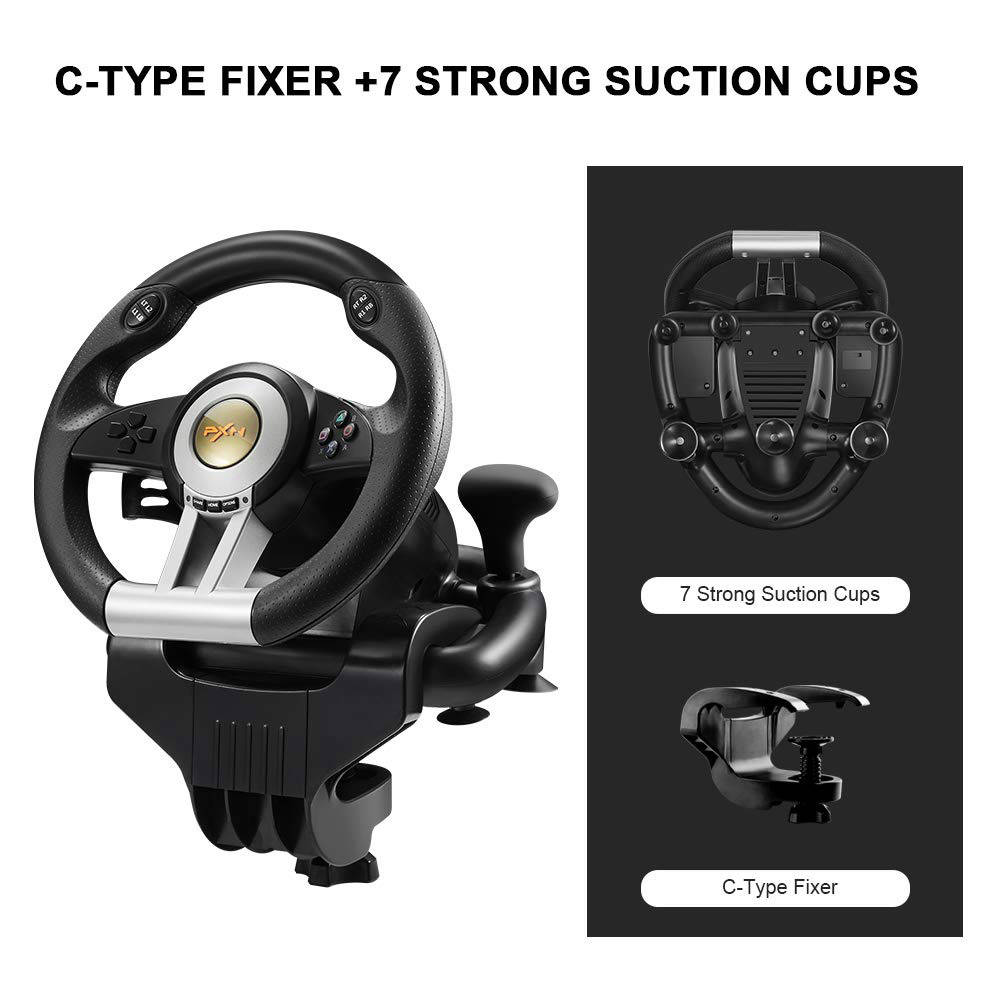 REAL DRIVING Steering Wheel and Pedal Set for Xbox One, PS3, PS4, and Nintendo Switch Racing
