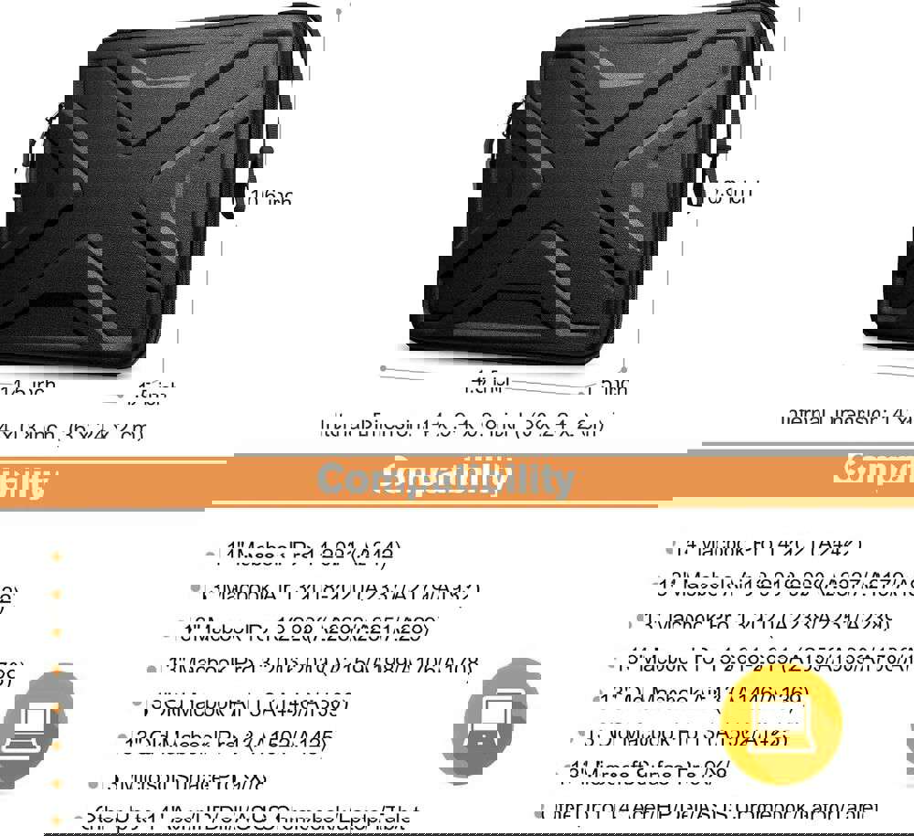 Durable Hard Shell Laptop Sleeve Case for 13-14 inch MacBook Pro/Air